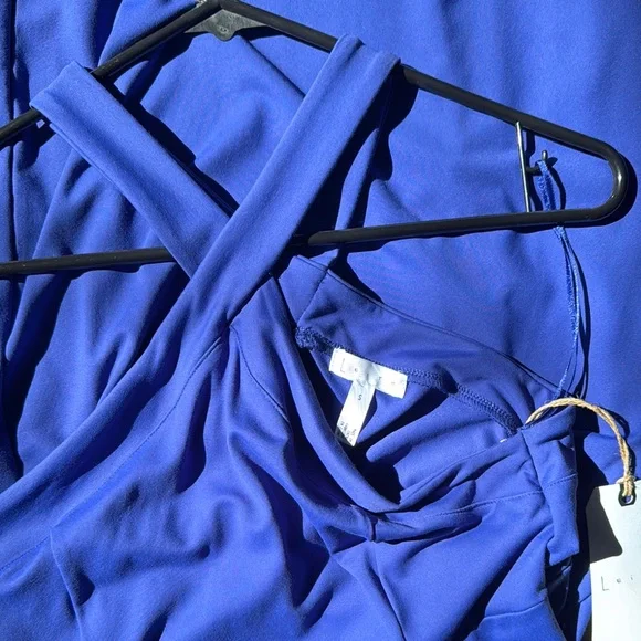 Leith Royal Blue Bodycon Sheath Dress with Halter Neckline for Cocktail - Picture 3 of 5